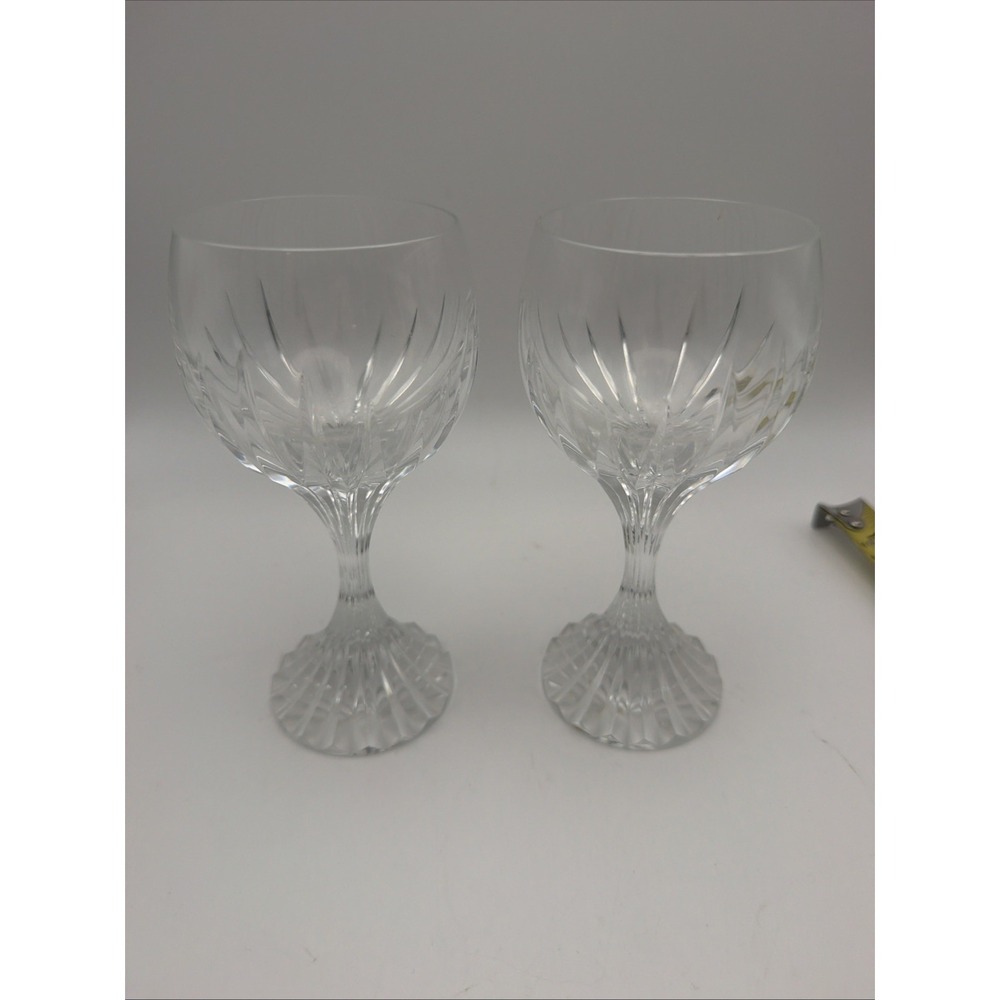 Baccarat Massena Crystal Wine Glasses 6.25" Set of 2 France Signed